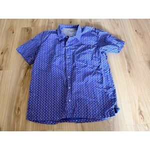 COLUMBIA Mens M Shirts All Over Print Fishing Outdoor Short Sleeve Collar Shirt